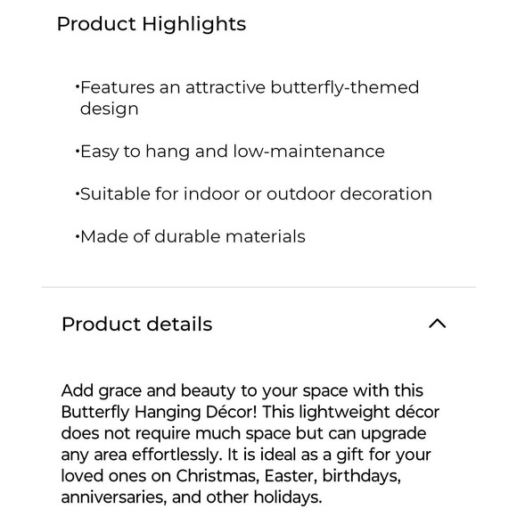 Trueliving Indoor Outdoor Garden Hanging Wall Decor Multicolor Butterfly Flower - Picture 8 of 8